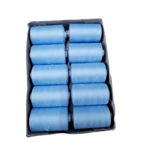 Meru Poly Plain Blue Polyester Stitching Thread For Textile Industries