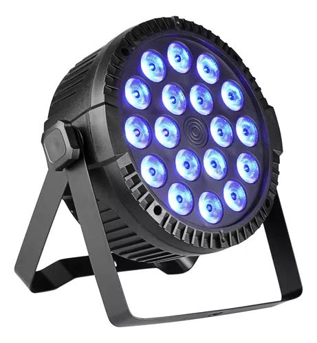 Canhao Refletor Par 64 Slim 18 Leds 18w Dmx Rgbwa Uv 6 Em 1