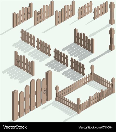 Isometric Fence Royalty Free Vector Image Vectorstock