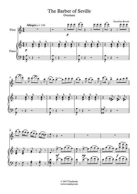 The Barber Of Seville Overture Rossini Flute Sheet Music