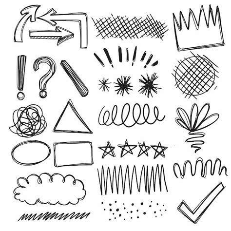 Premium Vector Set Hand Drawn Element Scribble Illustration