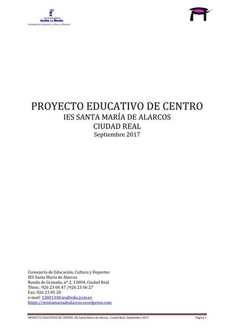 PDF PROYECTO EDUCATIVO DE CENTRO PROYECTO EDUCATIVO DE CENTRO IES