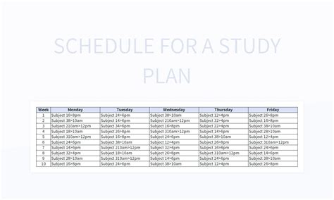 daily study schedule templates  google sheets  microsoft
