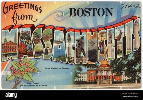 Greetings From Boston Massachusetts Tichnor Brothers Collection