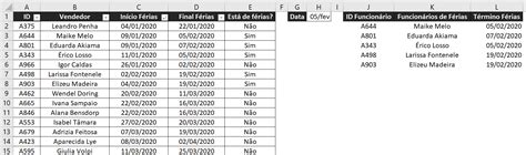 Lista Automática Excel Com Funcionários De Férias