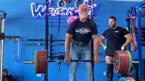 Watch Strongman Odd Haugen Deadlift A 451 Pound Raw Triple At Age 71