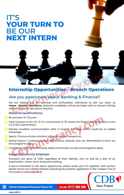 INTERNSHIP LEADING TO PERMANENT JOB CDB BANK 2024 Ceylon Vacancy