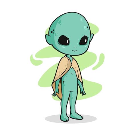 Ilustración de dibujos animados alienígenas dibujados a mano Vector