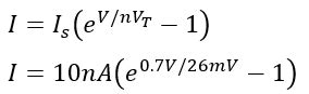 Diode Current Equation Numerical Problems