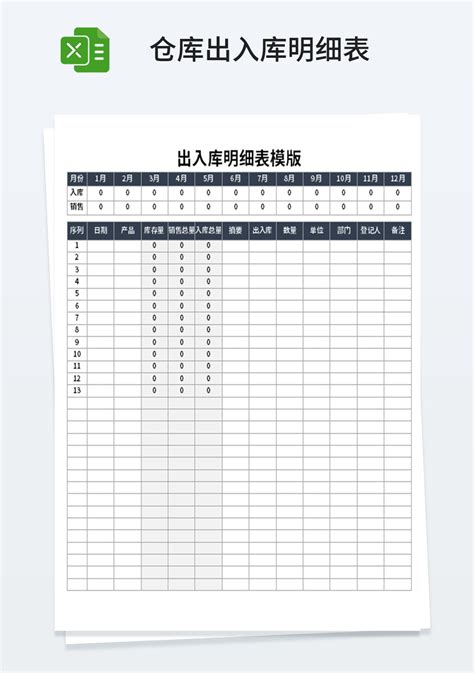 公司仓管仓库出入库明细表模板仓储购销excel模板下载 蓝山办公