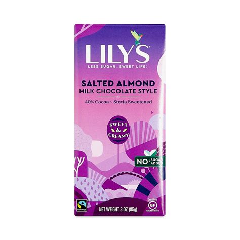 Lily S Sweets Stevia Sweetened Milk Chocolate Bar Salted Almond Thrive Market