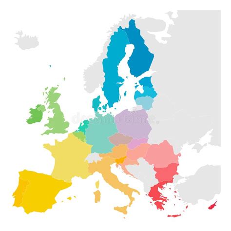 Mapa Colorida Do Vetor Da UE Da União Europeia Dos Estados Membros