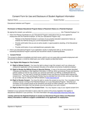 Fillable Online Consent Form For Use And Disclosure Of Student