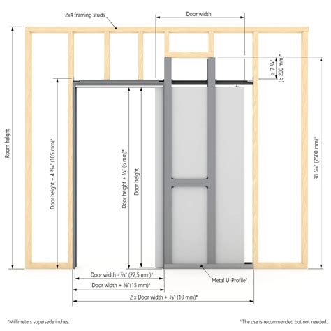 Pocket Door Frame And Track Kit For Double Wood Pocket Door Frameless Flush To The Wall