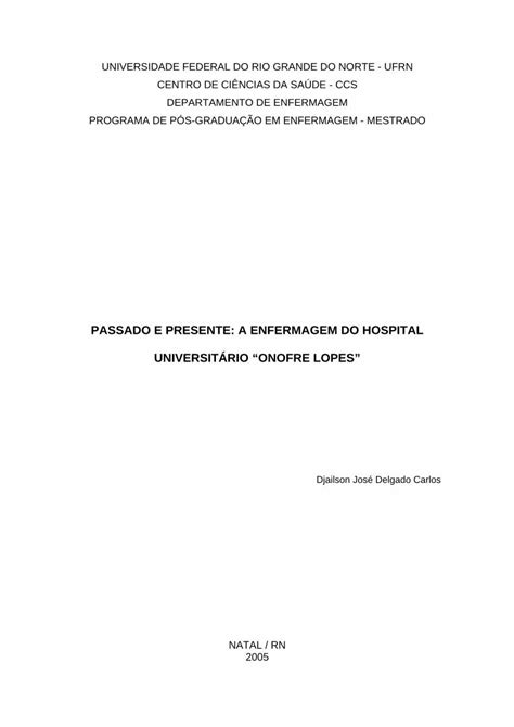 Pdf Passado E Presente A Enfermagem Do Hospital Dokumen Tips