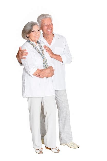 Premium Photo Portrait Of Senior Couple Hugging Isolated On White