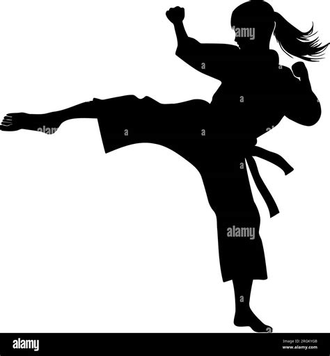 Karate Woman Fighter Silhouette Vector Illustration Stock Vector Image And Art Alamy