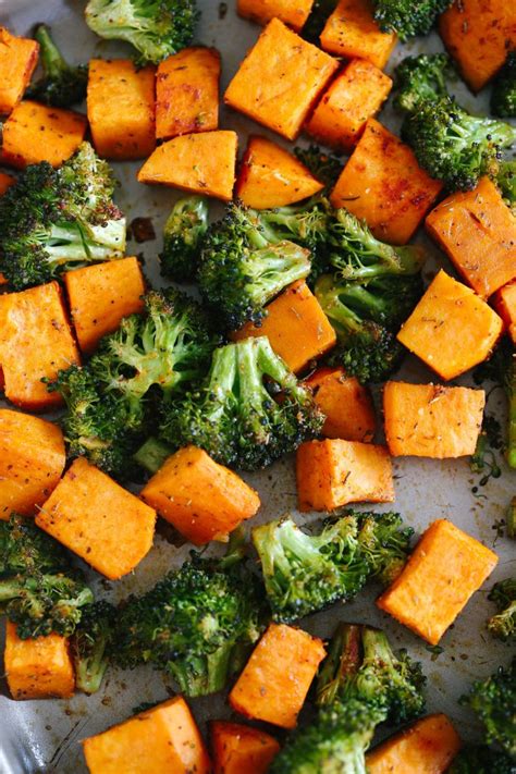 Perfectly Roasted Broccoli And Sweet Potatoes Eat Yourself Skinny