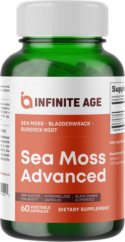 Infinite Age 1250mg Sea Moss Advanced Superfood High Potency Vegan Made In The