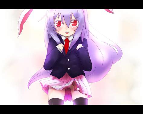 Safebooru Bad Id Blazer Bunny Ears Long Hair Necktie Purple Hair