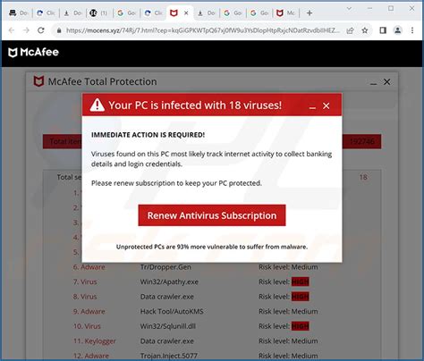 Mcafee Your Pc Is Infected With Viruses Pop Up Scam Removal And