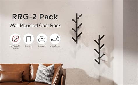 Rrg 2 Pack Vertical Coat Rack Wall Mounted Metal Vertical Hat Rack For Wall Modern