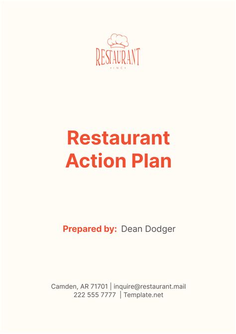 Restaurant Action Plan Template Edit Online And Download Example