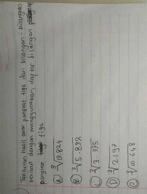 Matematika Tentukan Hasil Akar Pangkat Tiga Dari Bilangan Bilangan