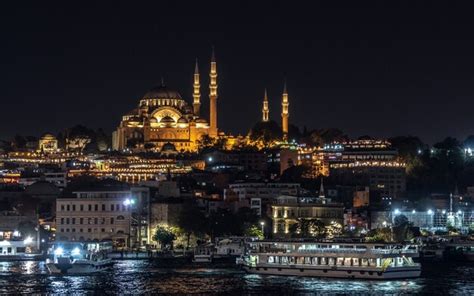 Premium Photo | Suleymaniye mosque in the night time