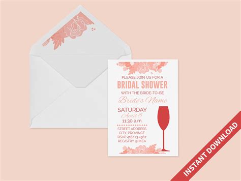 Bridal Shower Invitation Instant Download Customizable Etsy