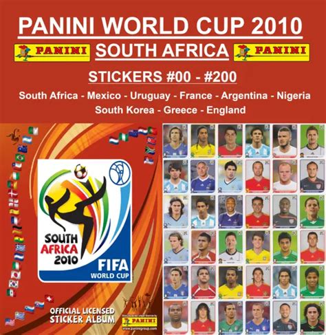 PANINI FIFA WORLD Cup South Africa 2010 Stickers 00 200 2 38