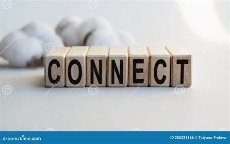 The Inscription CONNECT On Wooden Cubes Isolated On A Light Background