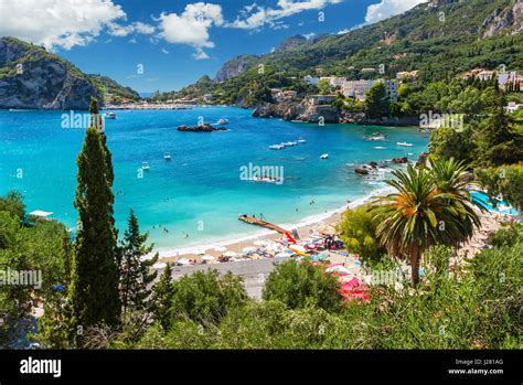 Beautiful Paleokastritsa beach on Corfu, Kerkyra, Greece Stock Photo ...