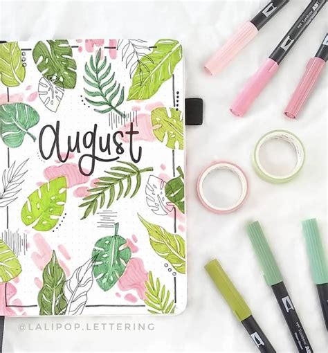 August Bullet Journal Cover Page Themes Sheena Of The Journal