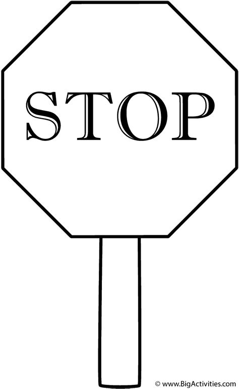 Stop Sign on Post - Coloring Page (Safety)