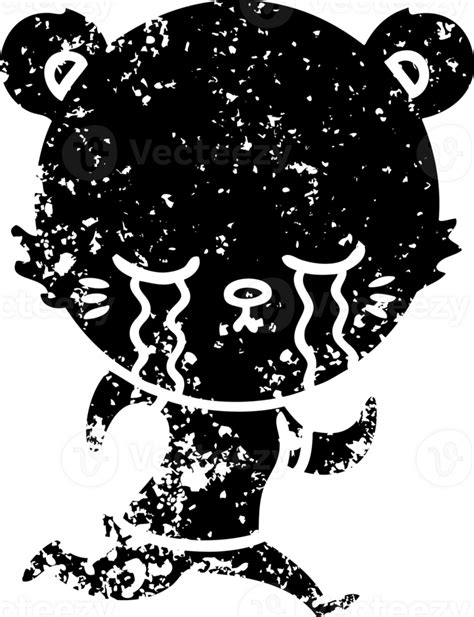 Crying Cartoon Bear Running Distressed Icon 45337020 Png