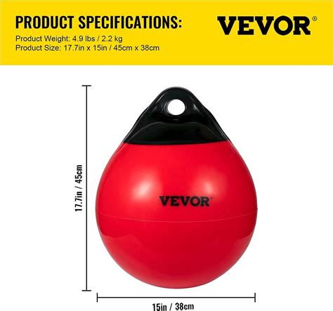 Vevor 15 Inflatable Heavy Duty Marine Grade Pvc Boat Buoy Ball Red