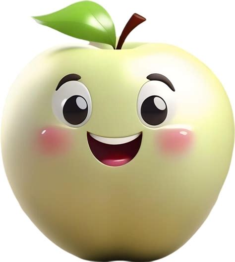 Premium Psd Adorable Cartoon Apple Grins With Rosy Cheeks