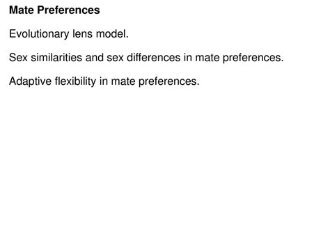 Mate Preferences Evolutionary Lens Model Ppt Download