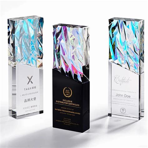 Custom Colored Rectangle Diamond K Glass Crystal Award Trophies