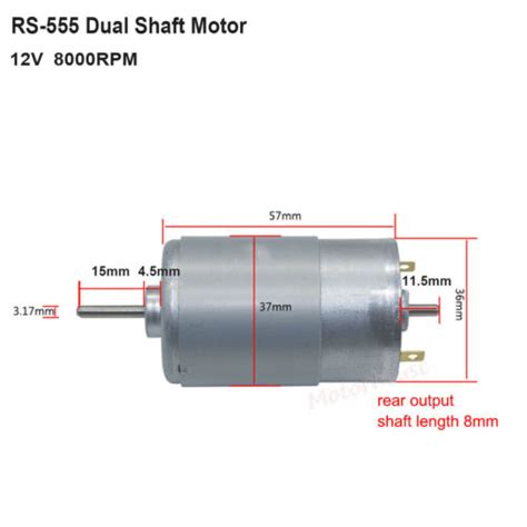 RS 555 550 Dual Double 3 17mm Shaft Micro 36mm Electric Motor DC 6V 12V