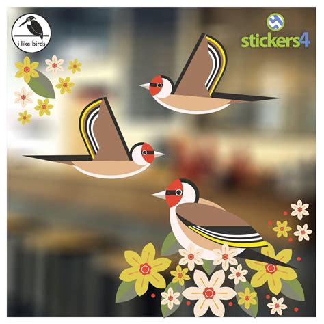 I Like Birds window sticker | Birds and Blooms Goldfinch | Stickers4