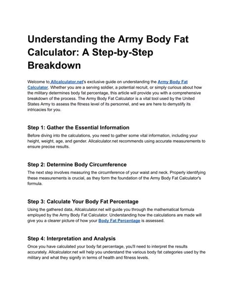 Ppt Title Understanding The Army Body Fat Calculator A Step By Step