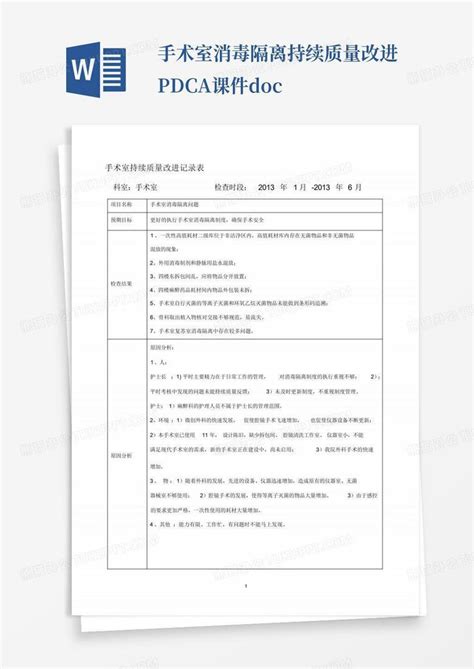 手术室消毒隔离持续质量改进pdca课件docword模板下载编号qgynyemb熊猫办公