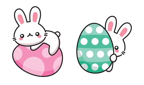 Cute Kawaii Rabbit Easter Egg Sticker Clipart 26998820 Vector Art At