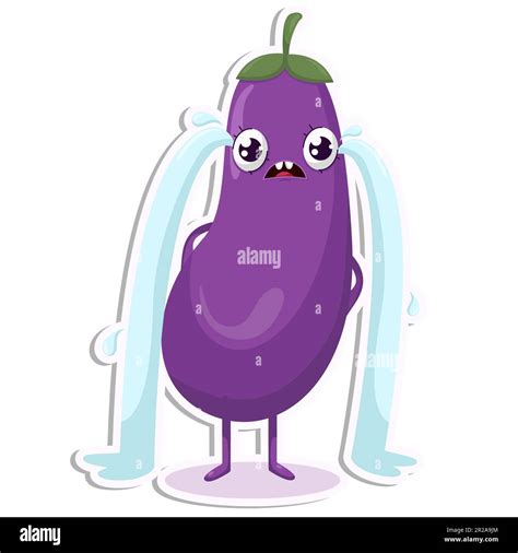 Vector Illustration Of Eggplant Character Sticker Stock Vector Image