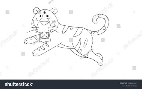 Tiger Animal Line Drawing Coloring Templates Stock Illustration ...