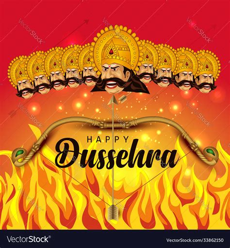 Happy dussehra indian festival design ravan face Vector Image