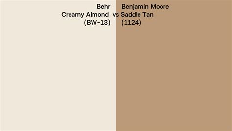 Behr Creamy Almond BW 13 Vs Benjamin Moore Saddle Tan 1124 Side By