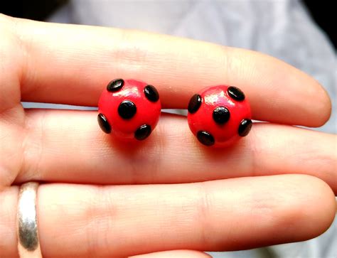 Miraculous Ladybug Earrings Also Clip Earrings Available Etsy